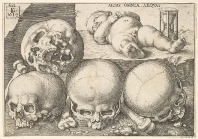 Sleeping Child With Four Skulls