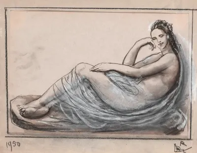 Sleeping Female Nude In White Fabric