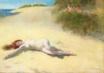 Sleeping Nude On A Beach