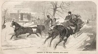 Sleighing On The Road Brighton Near Boston