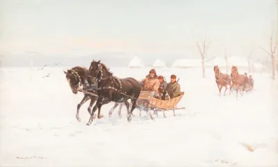 Sleights In Snowy Landscape