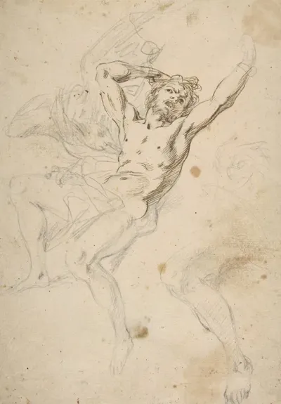 Slight Sketch Of Head And Shoulders Of Man In Lead Pencil