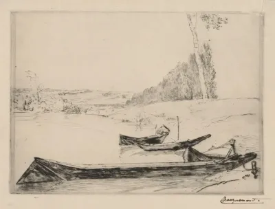 Small Ferry Boats On The Banks Of The Seine