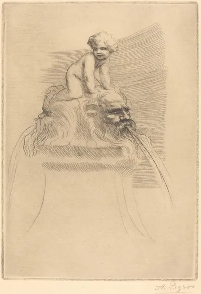 Small Fountain Child Playing On The Grotesques Petite Fontaine Enfant Qui Joue Surdes Masques