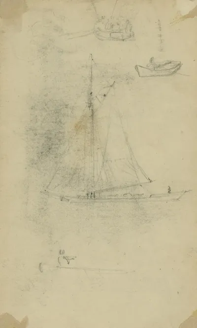 Small Sailboat And Rowboats
