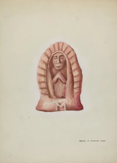 Small Statue Of Guadalupe Cut In Stone
