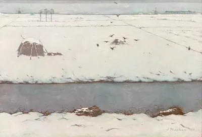 Sneeuwlandschap Met Sloot