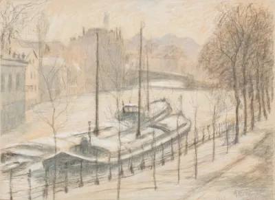 Snow Covered Barges