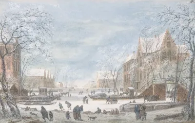 Snow Falling On A Dutch Town