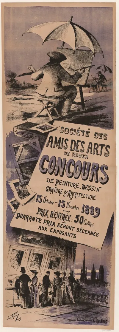 Societe Des Amis Des Arts De Rouen Concours De Peinture Dessin Gravure Architecture 15 Octobre 15 Novembre 1889