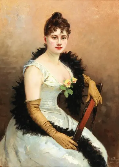 Society Lady With Feather Boa
