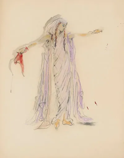 Sodome Et Gomorrhe Maquette De Costume Femme En Tunique Rose