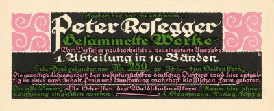 Soeben Beginnt Zu Erscheinen Peter Rosegger Gesammelte Werke