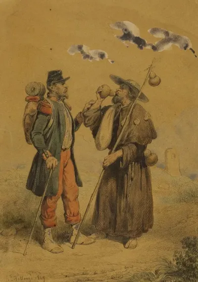 Soldat Donnant A Boire A Un Pelerin
