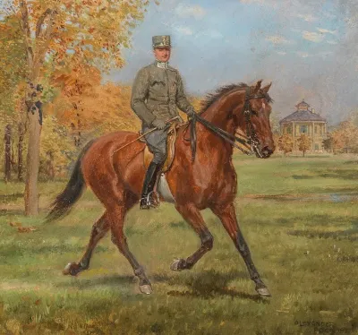Soldat Zu Pferd Vor Dem Lusthaus Im Prater