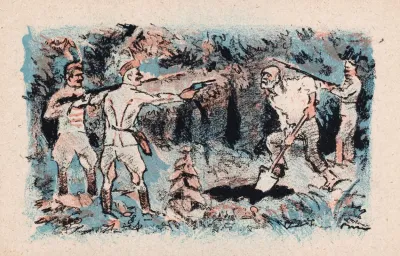 Soldaten Houden Een Gravende Man Onder Schot