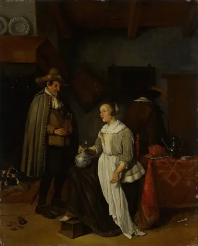 Soldier Drinking With A Young Woman In An Inn
