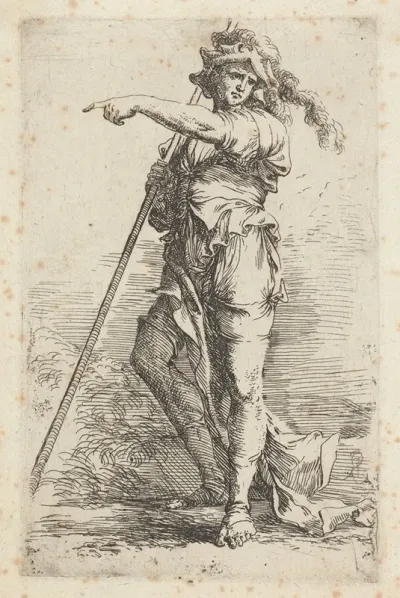 Soldier Holding A Cane In His Right Hand Pointing Toward The Left 2