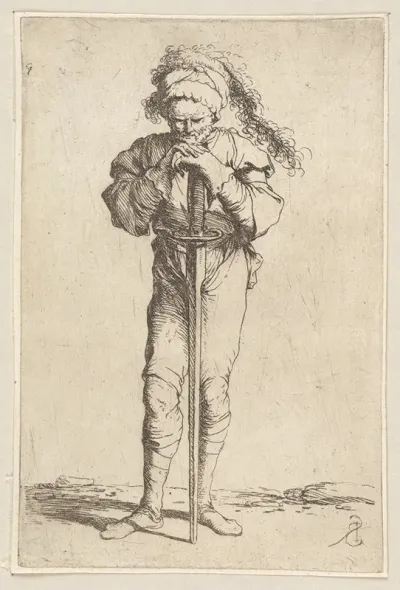 Soldier Holding A Long Sword With Both Hands