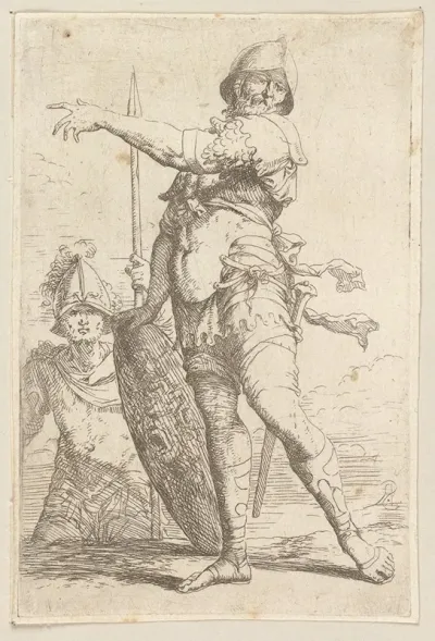 Soldier Holding A Shield With The Head Of Medusa