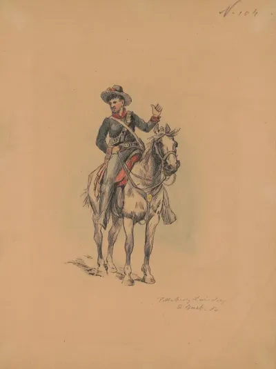 Soldier Of The Sixth Indiana Battery On Horseback Pittsburg Landing Tennessee1862