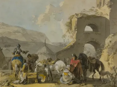 Soldiers And Their Women In An Encampment