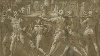 Soldiers Carrying A Model Of A City