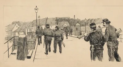 Soldiers Entering A Town In A Relaxed Manner