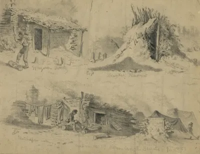 Soldiers Huts In Winter Camp