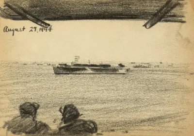 Soldiers Looking At Ship In The Distance