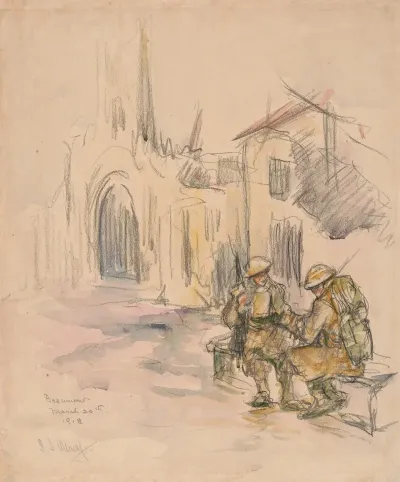 Soldiers Outside A Church