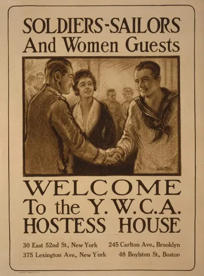 Soldiers Sailors And Women Guests Welcome To The Y W C A Hostess House