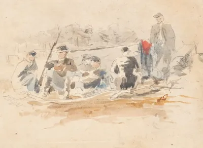 Soldiers Seated In A Group