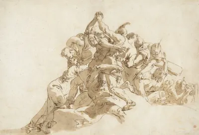 Soldiers Trying To Prevent Two Men From Fighting