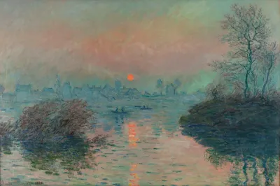 Soleil Couchant Sur La Seine A Lavacourt Effet Dhiver