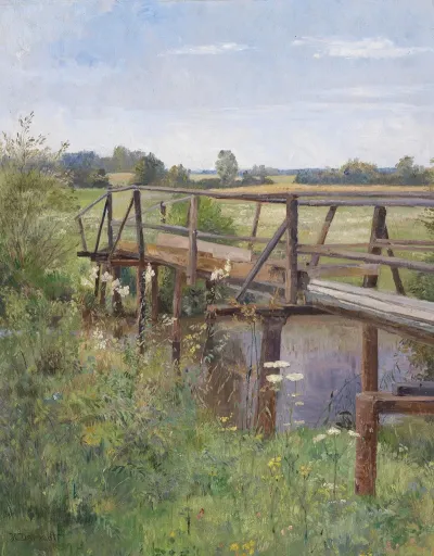 Sommerlandschaft Mit Brucke