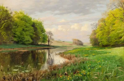 Sommerlandschaft Mit Fluslauf