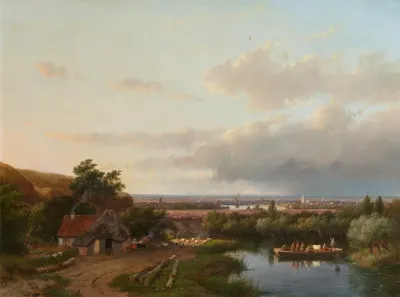 Sommerlandschaft Mit Flussfahre