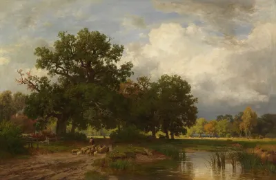 Sommerliche Landschaft Mit Schafherde