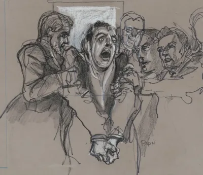 Son Of Sam Serial Killer David Berkowitz Handcuffed And Screaming As Guards Remove Him From The Courtroom Where He Appeared On May 22 1978 For Sentencing