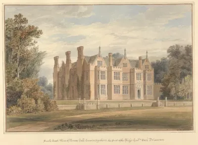 South East View Of Bourn Hall Cambridgeshire The Seat Of The Right Honble Earl Delawarr
