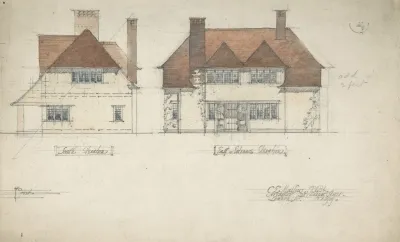 South Elevation And East Or Entrance Elevation Of A House