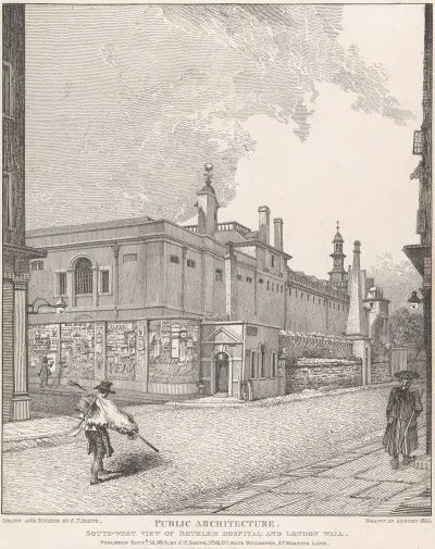 South West View Of Bethlem Hospital And London Wall