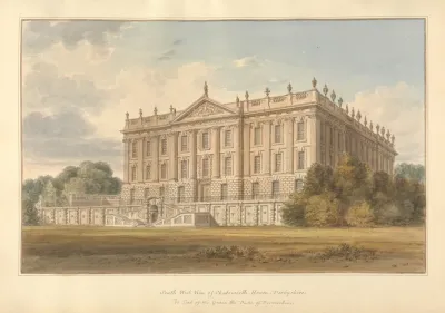 South West View Of Chatsworth House Derbyshire The Seat Of His Grace The Duke Of Devonshire