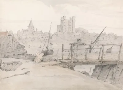 Southeast View Of Rochester Castle And The Cathedral
