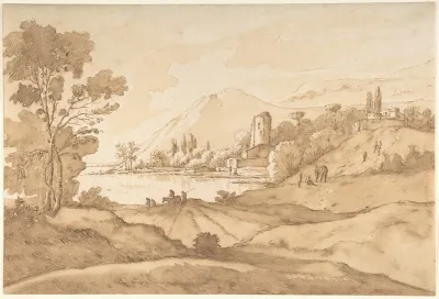 Southern Imaginary Landscape With Mountains And A Lake