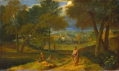 Southern Landscape With Resting Figures At A Lake