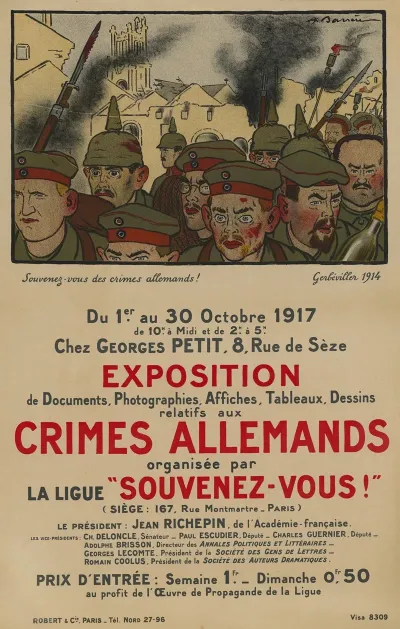 Souvenez Vous Des Crimes Allemands Exposition Du 1er Au 30 Octobre 1917