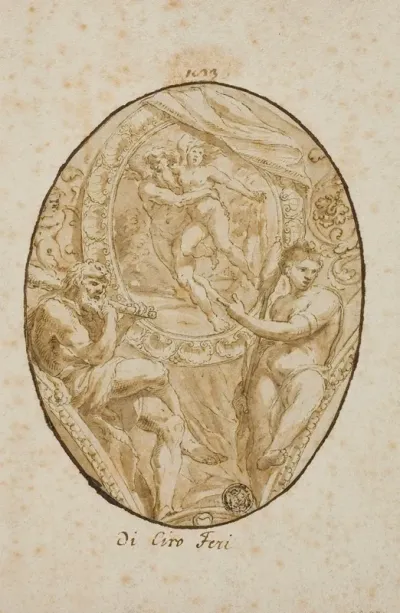 Spandrel With Rape Of Orytheia Flanked By Hercules And Omphale