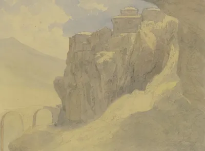 Spanische Landschaft Dorf Auf Felsen